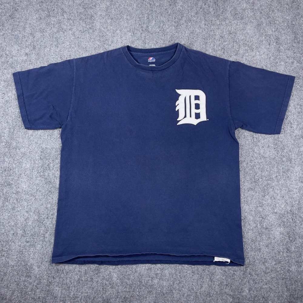 Vtg Detroit Tigers Victor Martinez 41 Majestic T-Shirt Mens L Navy Graphic Tee